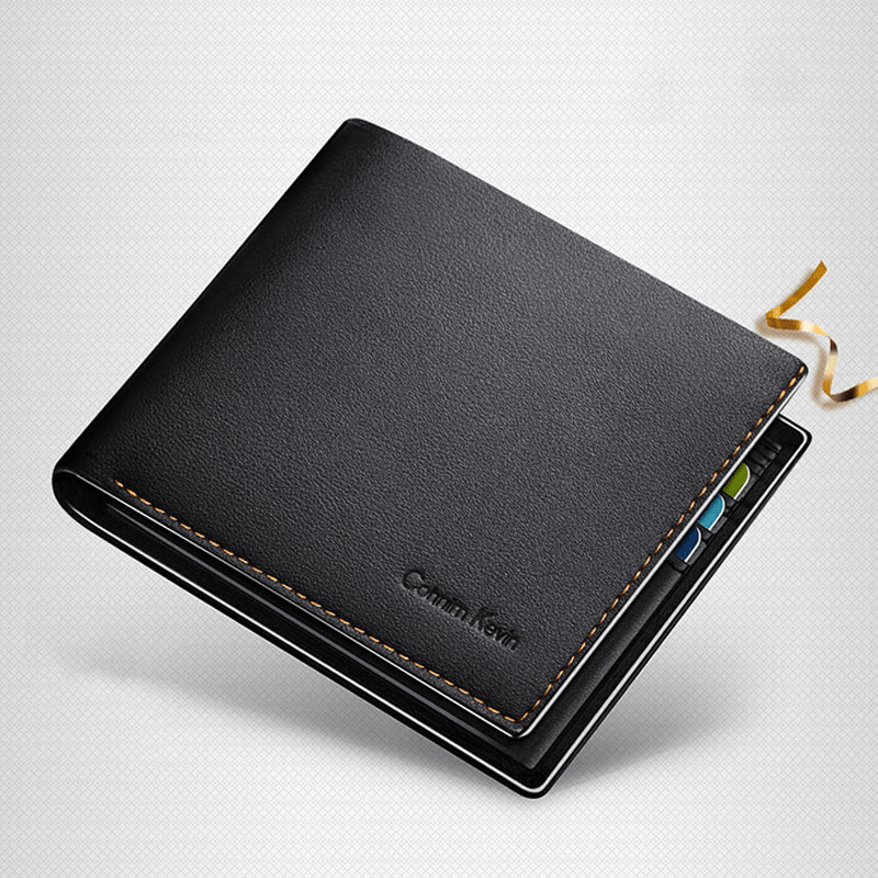 2 Pcs Men PU Leather Large Capacity Bifold Card Holder Coin Purse Wallet Automatic Buckle Belt Valentine'S Day Gift Set - MRSLM