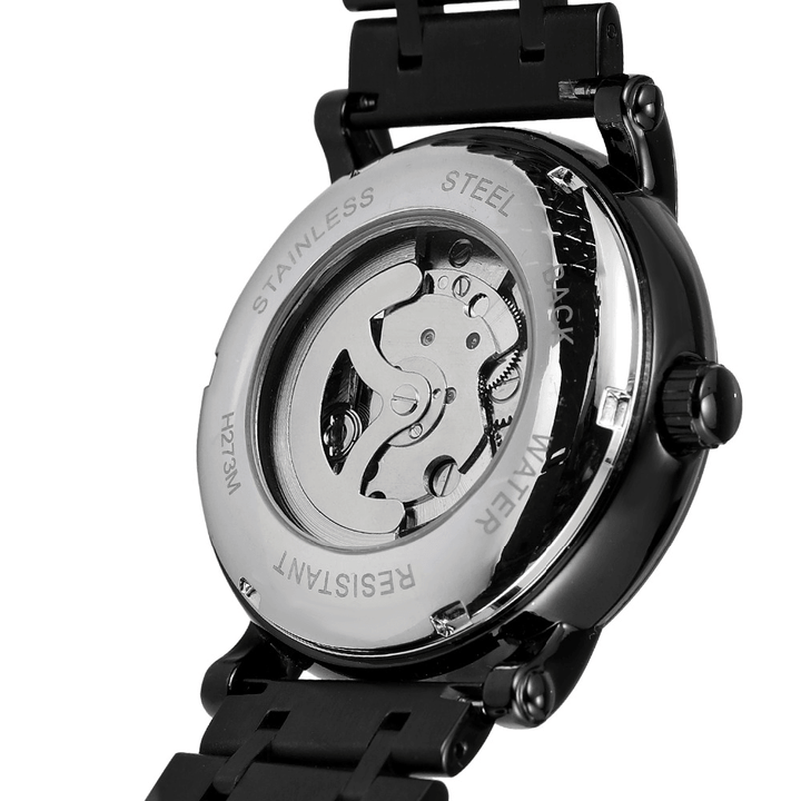 Alloy Automatic Mechanical Watch Full Steel Fashion Hollow Business Men Watch - MRSLM