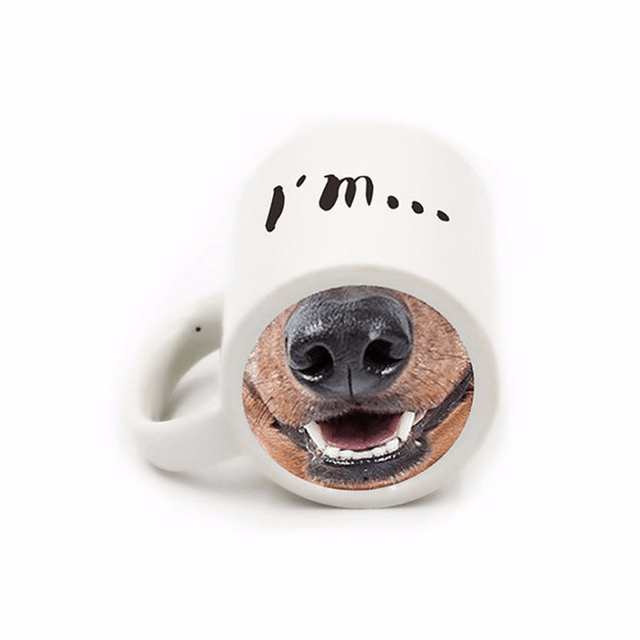 Funny Dog Nose Coffee Tea Mug Creative Pet Doggy Nose Ceramic Water Cup Gift for Friends - MRSLM