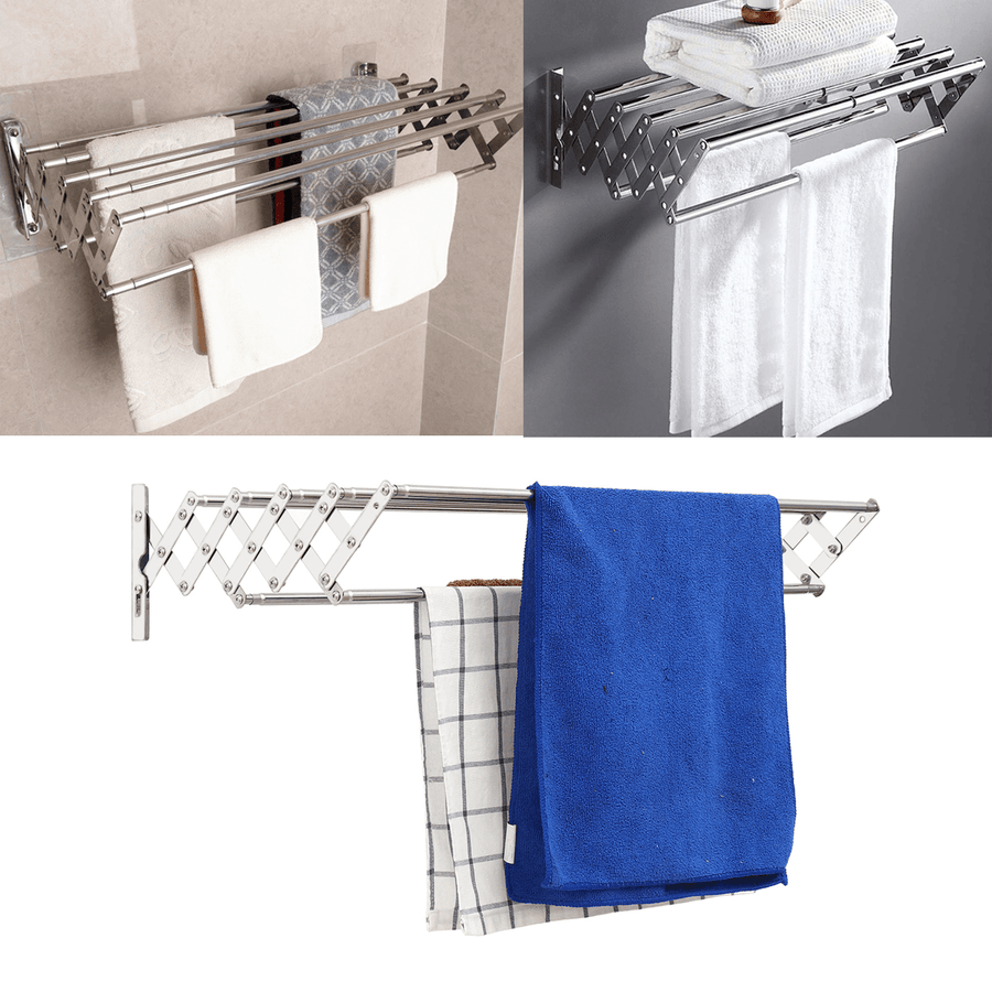 Stainless Steel Towel Organizer Towel Rack Retractable Towel Rack Bath Towel Holder Storage Organizer for Home Hotel - MRSLM