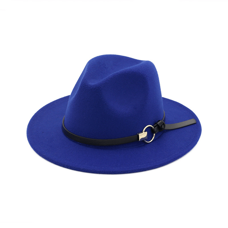 Simple Belt Flat Brim and Big Rim All-Match Jazz Hat - MRSLM