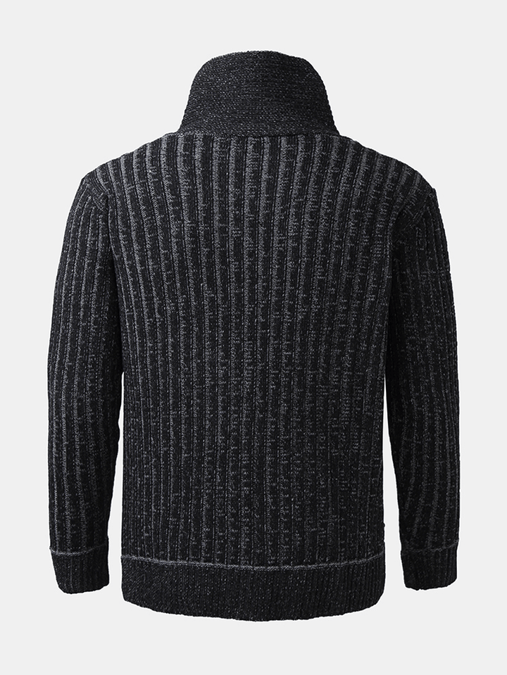 Mens Graphics Knitted Texture High Neck Warm Pullover Sweaters - MRSLM