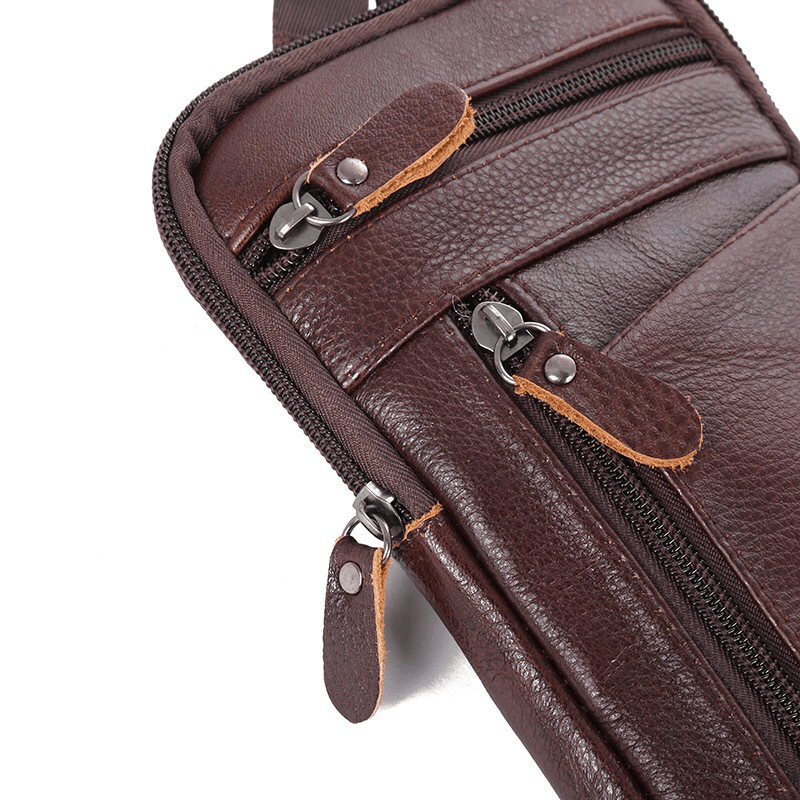 Men Genuine Leather Multi-Carry Anti-Theft 6.5 Inch Phone Bag Crossbody Bag Waist Bag Sling Bag - MRSLM