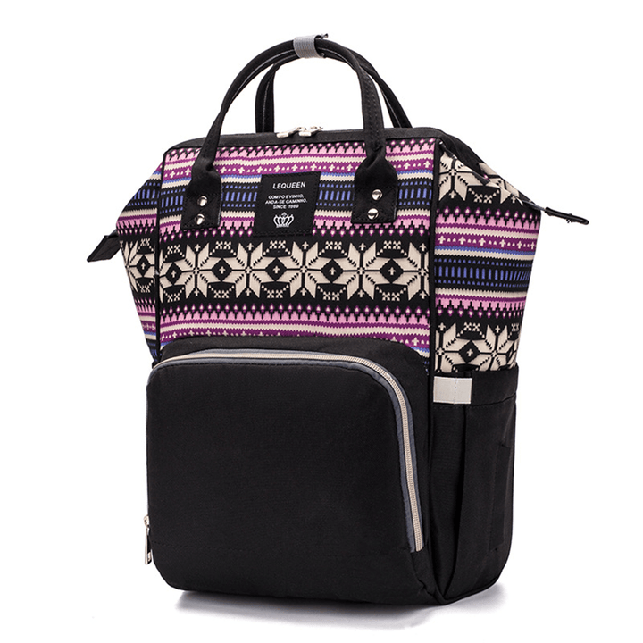 Outdoor Mummy Backpack Nappy Diaper Bag Travel Storage Bag Vintage Floral Shoulder Bag - MRSLM