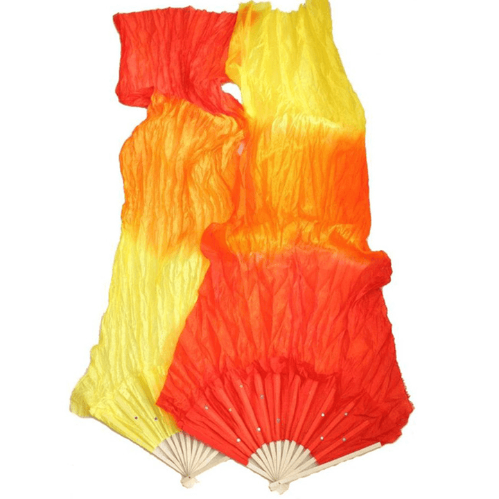 1.8M Multicolor Belly Dance Fan Bamboo Long Silk Fans Dance Performance Supplies - MRSLM
