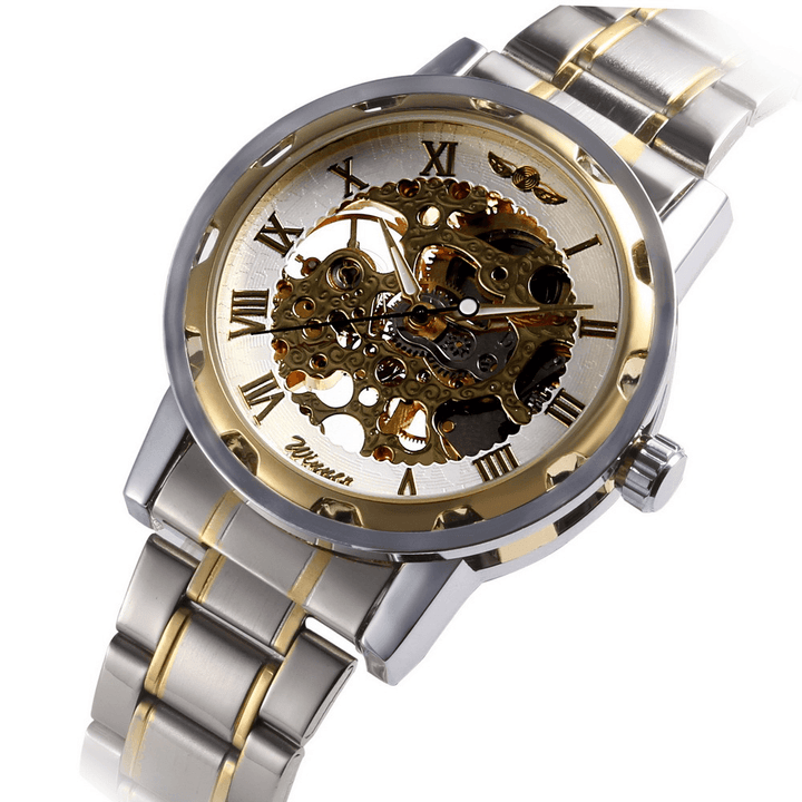 Business Skeleton Dial Steel Band Waterproof Men Automatic Mechanical Watch Wristwatch - MRSLM
