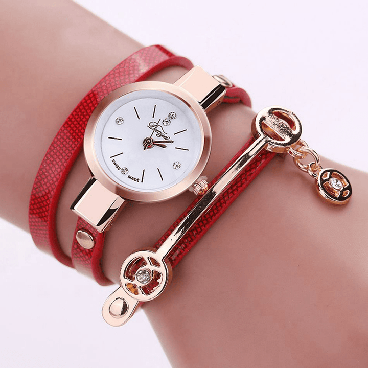 DUOYA XR1297 Fashion Casual Ladies Diamand PU Leather Strap Women Bracelet Watch Quartz Watch - MRSLM