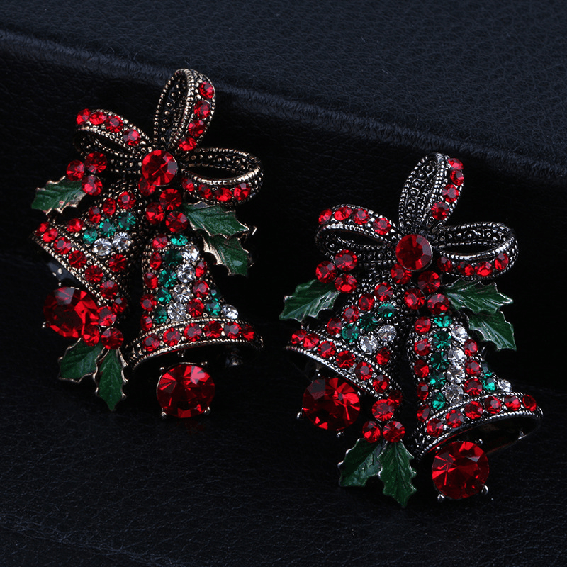 Christmas Retro Bell Festive Brooch Pin Gift Shirt Collar Brooch Sliver & Gold - MRSLM