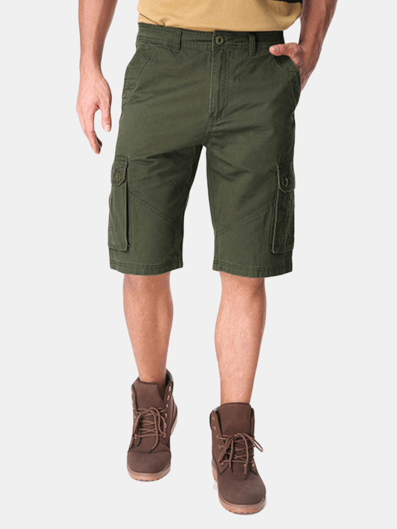 Men Casual Cotton Big Pockets Loose Cargo Military Shorts - MRSLM