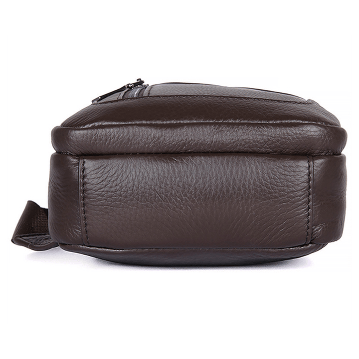 Men Genuine Leather Minimalist Vintage Crossbody Bag Leisure Business Chest Bag Weekend Bag - MRSLM