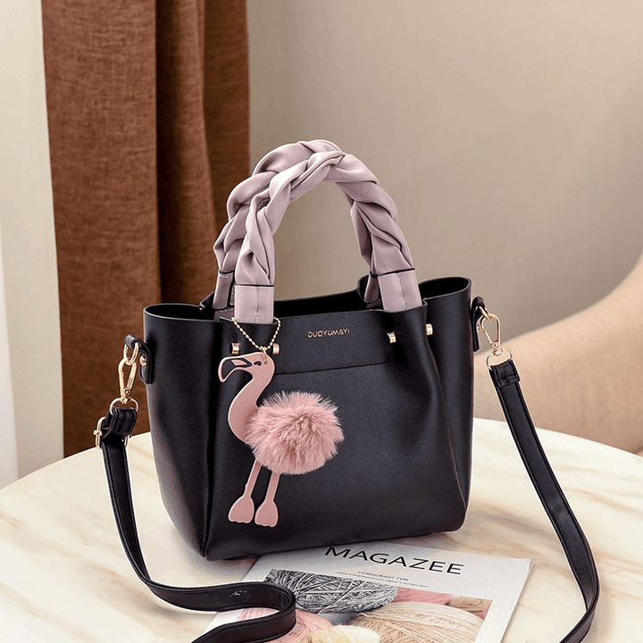 Women Fashion Handbag Crossbody Bag Shoulder Bag Flamingo Pendant Toe - MRSLM