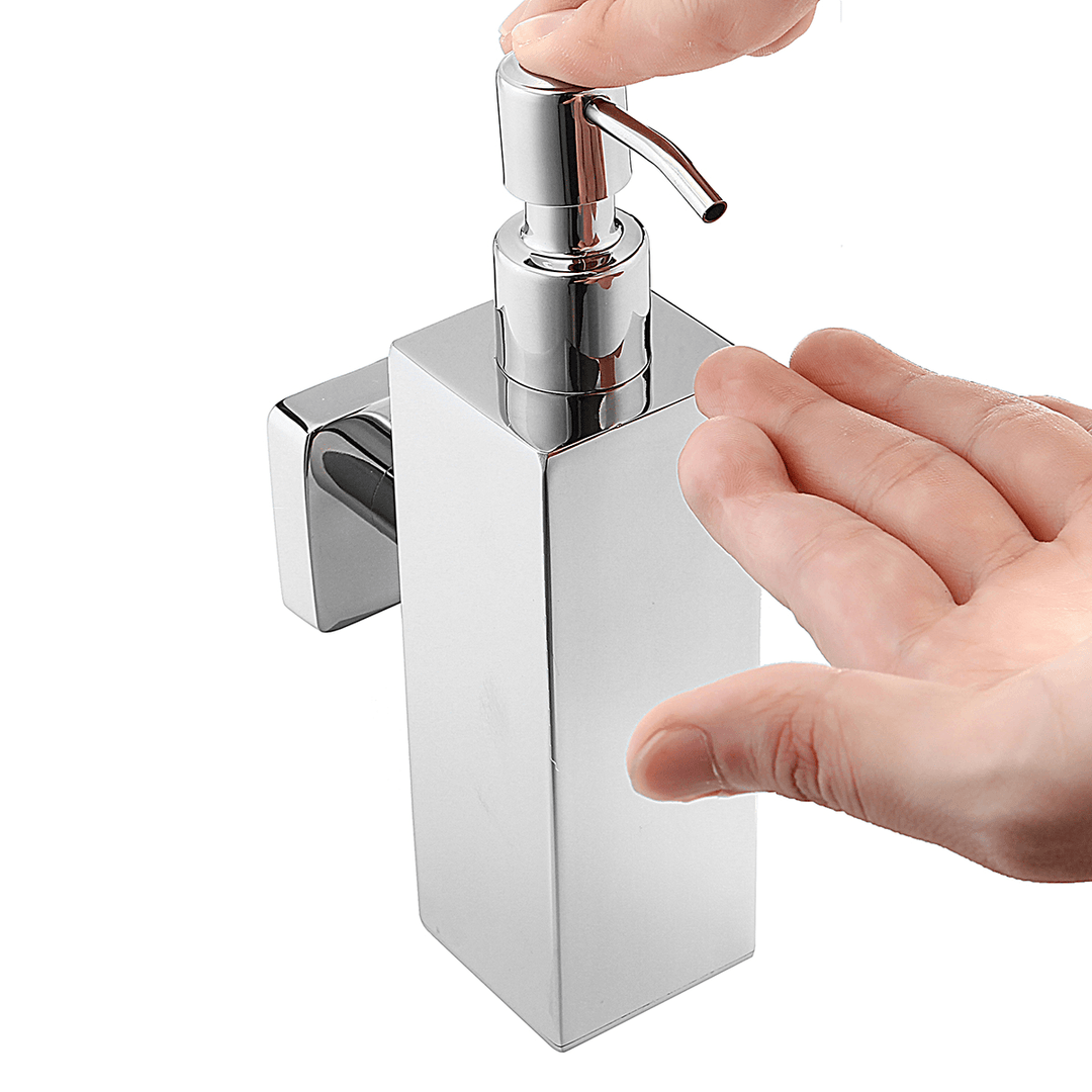 Stainless Steel Hand Soap Dispenser Liquid Bottle Holder Wall Mounted Bathroom Storage - MRSLM