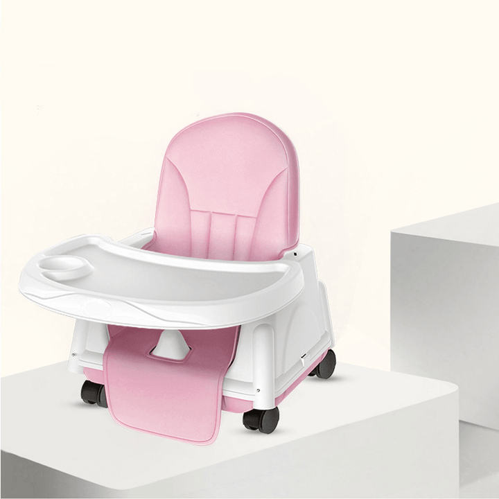 Foldable Portable Kids Baby High Chair 6 - 36 Months Wheeled Seat Cushion Small Household Childrens Chair Supplies - MRSLM