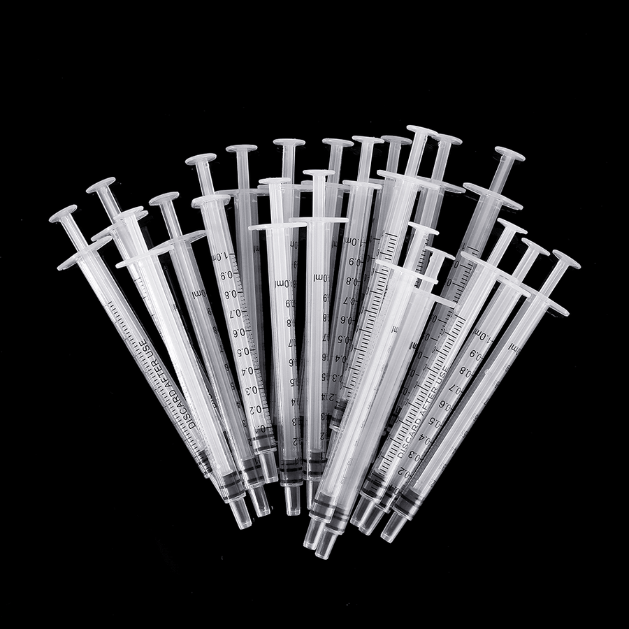 20Pcs/Set 1Ml Plastic Dispensing Syringe Injector No Needles 0.01Ml Graduation for Refilling and Measuring Liquids Industrial Glue Applicator - MRSLM