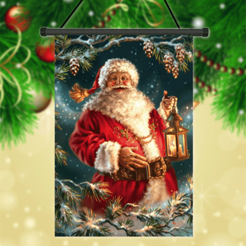 30X45Cm Christmas Santa Claus Polyester Welcome Flag Garden Holiday Decoration - MRSLM