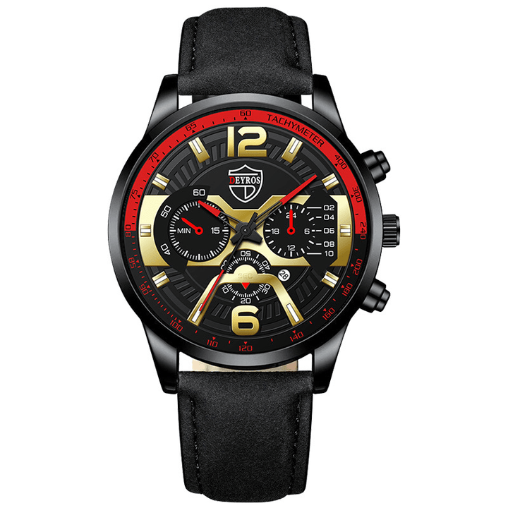DEYROS DS1510 Business Casual with Calendar Dial PU Leather Strap Men Quartz Watch Wristwatch - MRSLM