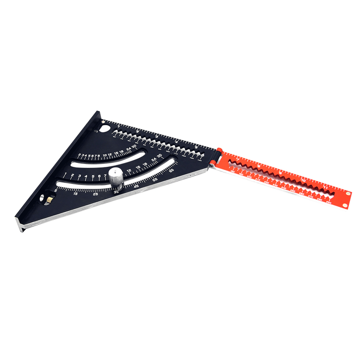 2 in 1 Folding Aluminum Alloy Extendable Arm Work Durable Carpentry Multifunctional Triangle Square Ruler Layout Tool Professional Home - MRSLM