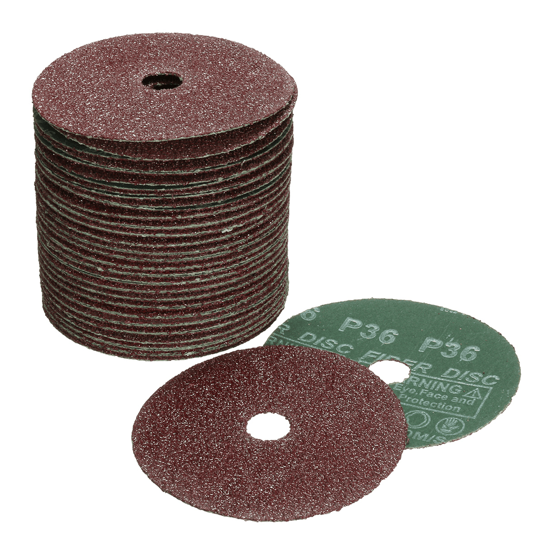 50X 4'' 100Mm Fibre Sanding Grinding Disc Sandpaper 24-120Grit for Angle Grinder - MRSLM