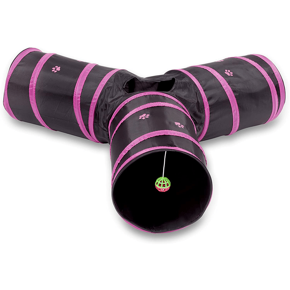 3-Way Play Toy Pet Cat Tunnel Collapsible Tube Fun for Rabbits Kittens Cat Dogs Tunnel Toy - MRSLM