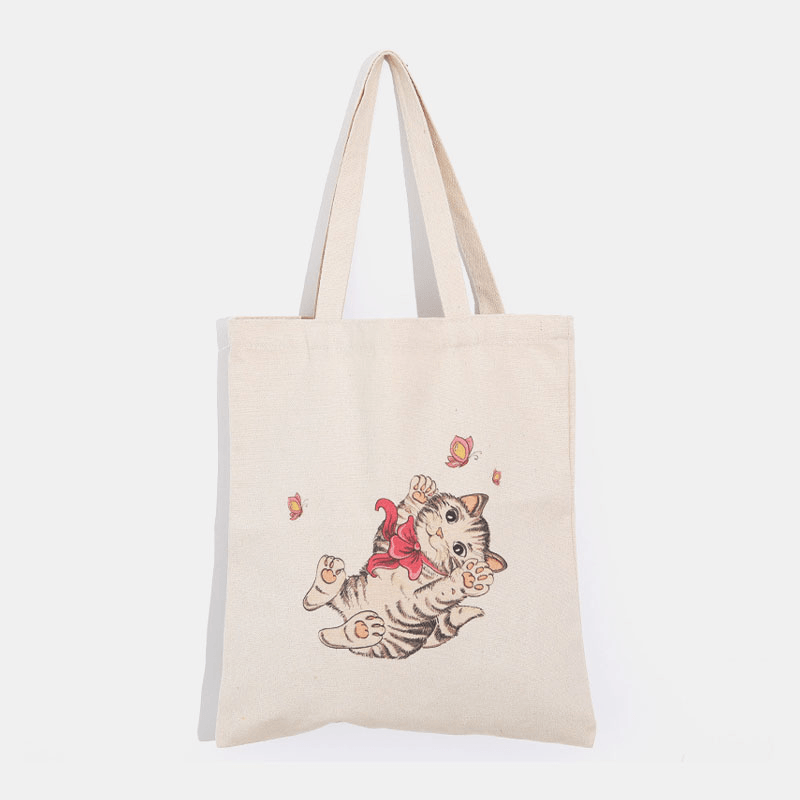 Women Print Cat Pattern Shoulder Bag Casual Shopping Bag - MRSLM