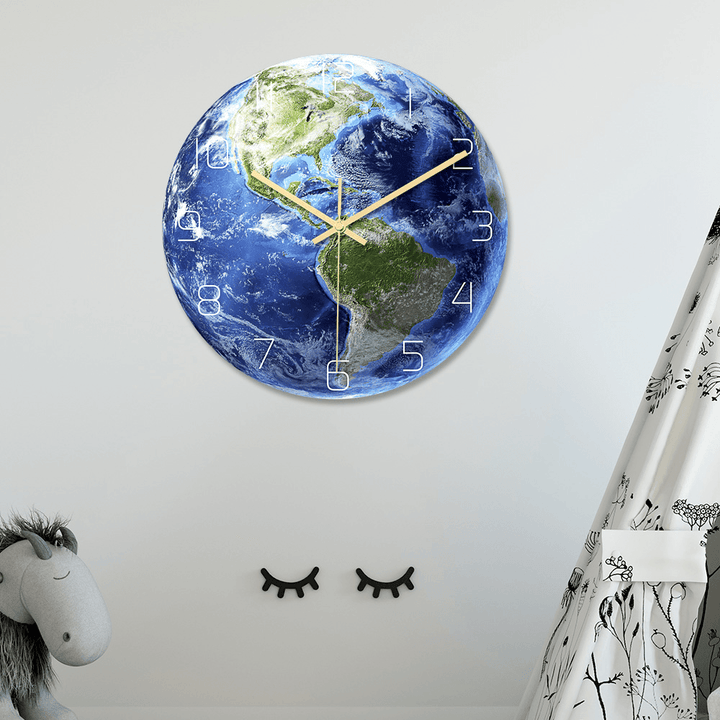CC090 Creative North/South America Luminous Earth Wall Clock Mute Wall Clock Quartz Wall Clock for Home Office Decorations - MRSLM