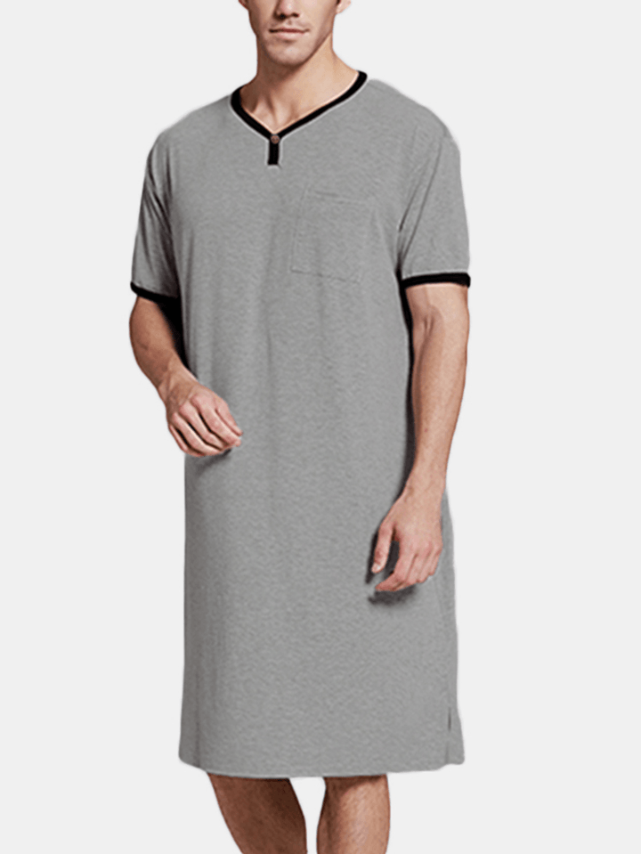 Mens Home Loose Fit Comfy Short Sleeve Casual Pajama Set - MRSLM