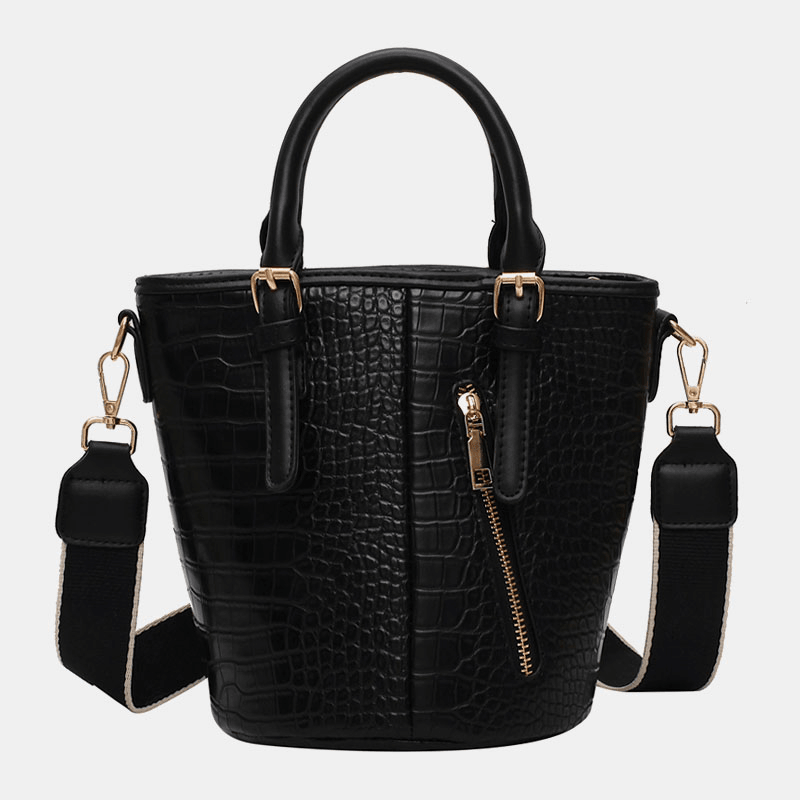 Women PU Leather Alligator Pattern Stitching Casual Fashion Handbag Crossbody Bag - MRSLM