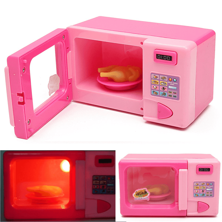 Plastic Pink Microwave Oven Kids Children Girls Home Role Play Pretend Game Toy - MRSLM