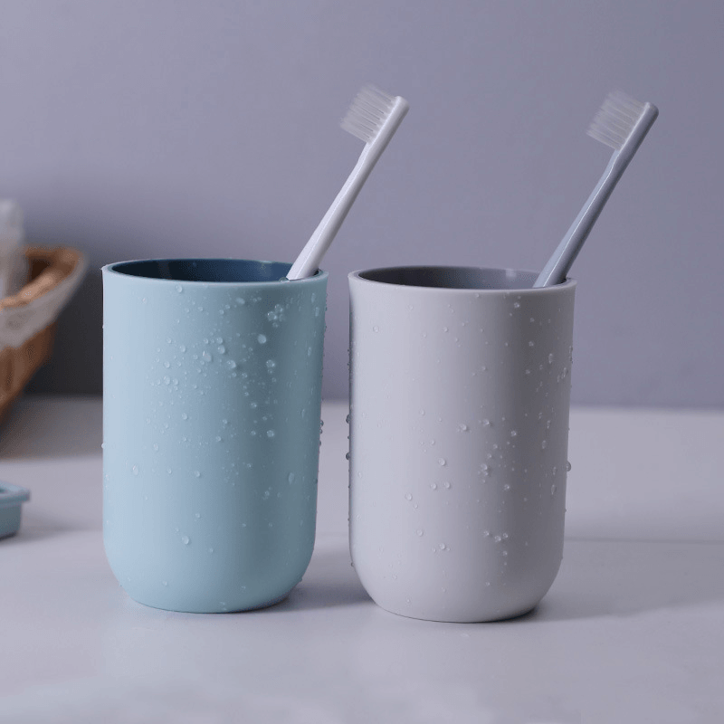 A374 2PCS Household Bathroom Plastic Gargel Cup Water Cups Washing Tooth Mug Bathroom Set - MRSLM