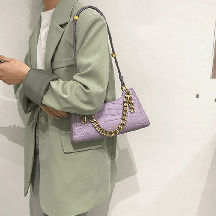 Women Crocodile Pattern Elegant Chain Shoulder Bag Crossbody Bag - MRSLM
