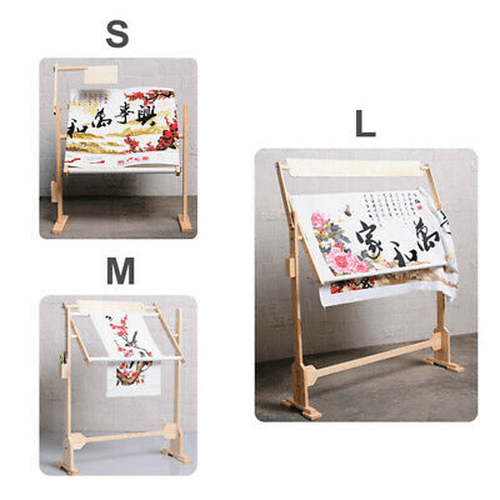 S/M/Lcross Stitch Frame Hoop Embroidery Shelf Rack Adjustable Wooden Stand Desktop U - MRSLM