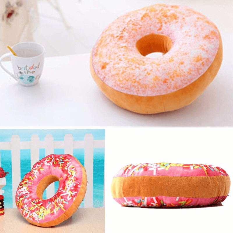 Donut Plush Stuffed Toy Soft Doughnut Food Back Saddle Car Set Kids Gift Decor - MRSLM