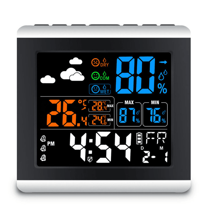 DC-005 Digital Wireless Colorful Screen Clock Weather Station Thermometer Hygrometer - MRSLM