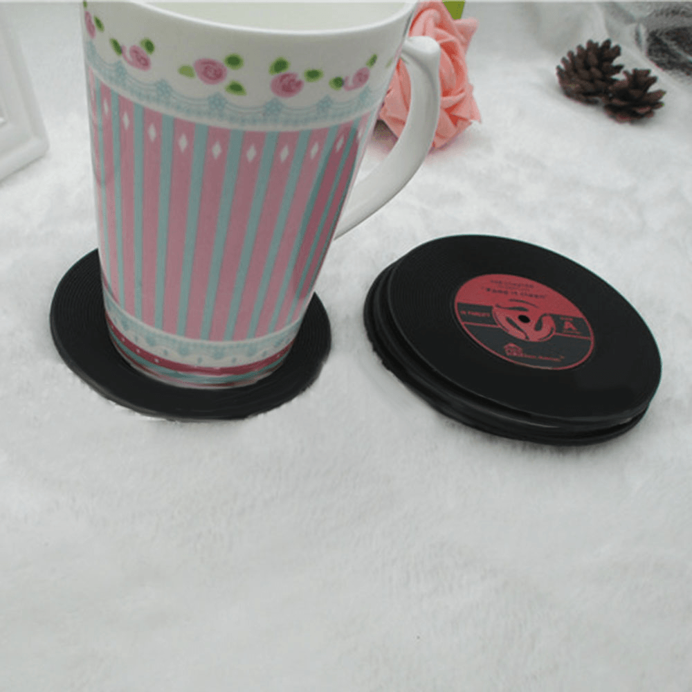 Honana Environmental Plastic Vinyl Record Cup Coaster Table Placemats Simple and Creative Mug Coaster Heat-Resistant - MRSLM