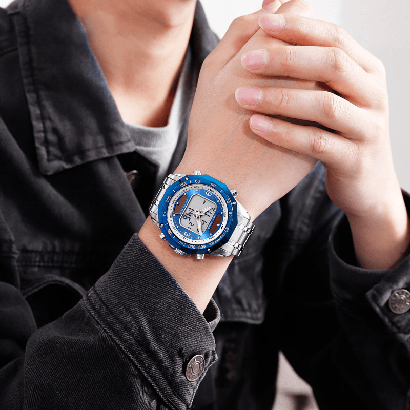 SKMEI 1493 Fashion Men Digital Quartz Watch 3ATM Waterproof Luminous Display Dual Display Watch - MRSLM