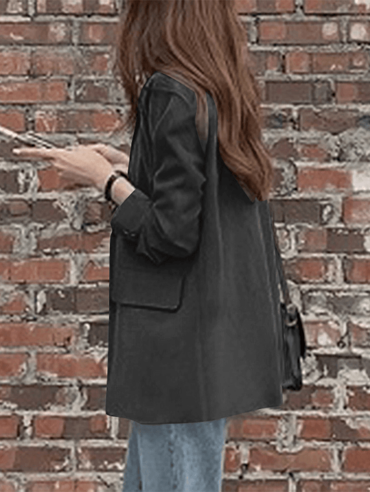 Women Full Sleeve Solid Leisure Retro Employment Workwear Blazer - MRSLM
