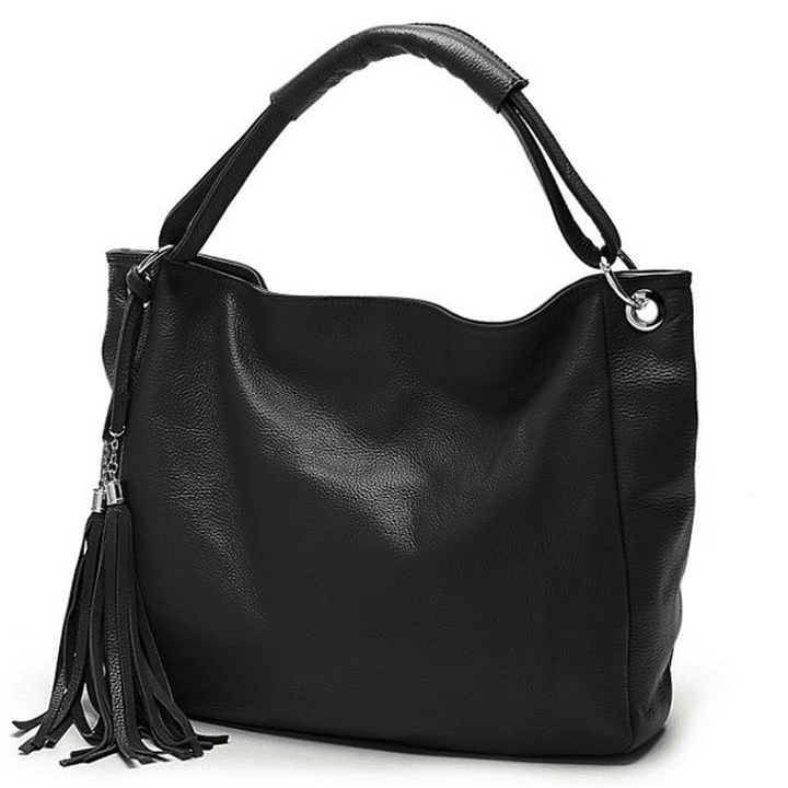 PU Leather Women Vintage Tassel Handbag Luxury Handbag Tote Crossbody Bags - MRSLM
