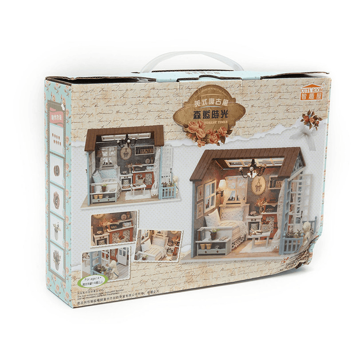 Cuteroom Forest Times Kits Wood Dollhouse Miniature DIY House Handicraft Toy Idea Gift Happy Times - MRSLM