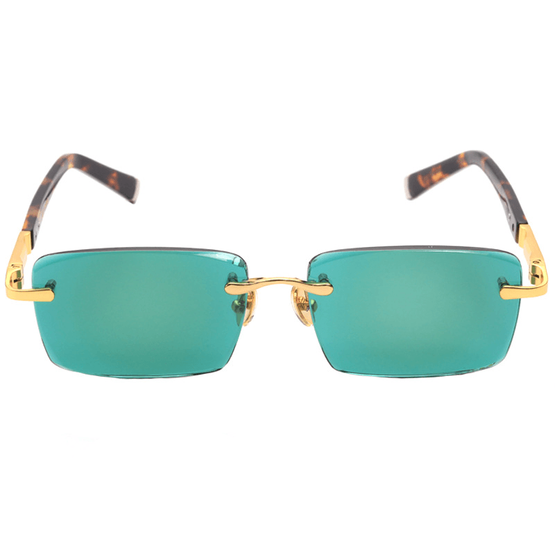 Lucky Dark Green Frameless Trimmed Sunglasses - MRSLM