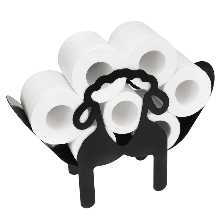 Black Toilet Paper Holder Metal Sheep Shape Tissue Storage Rack - MRSLM