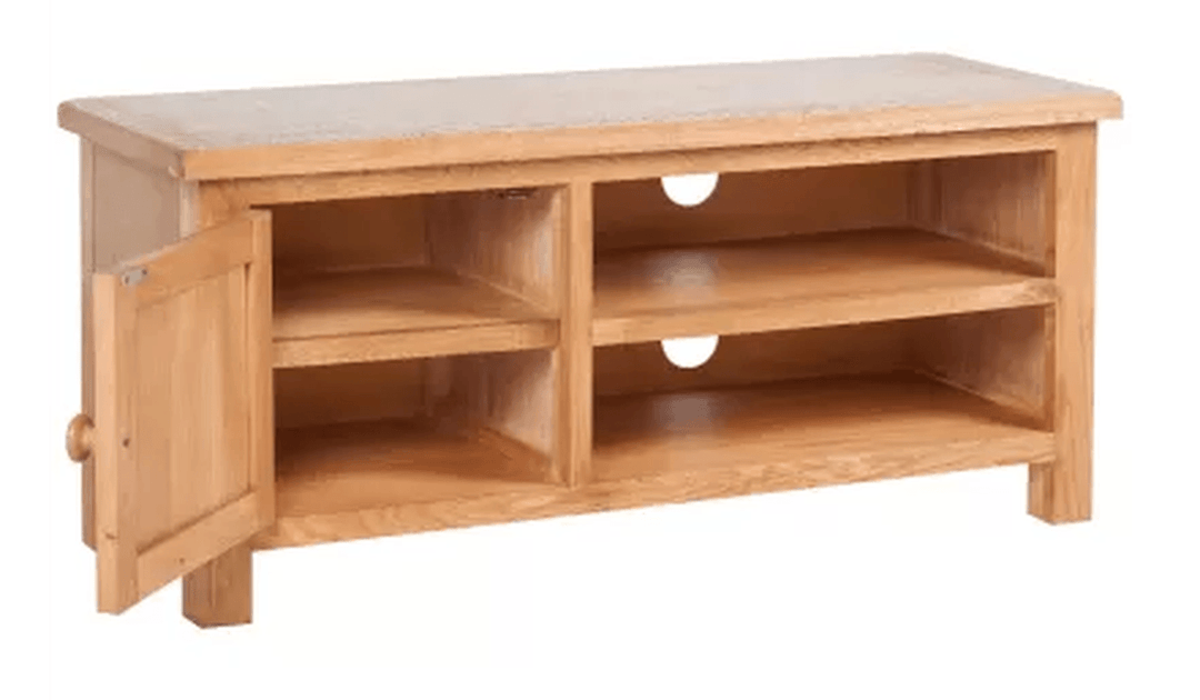 Solid Oak Wood TV Cabinet with Two Convenient Cable Outlets Brown 40.6"X14.2"X18.1" - MRSLM