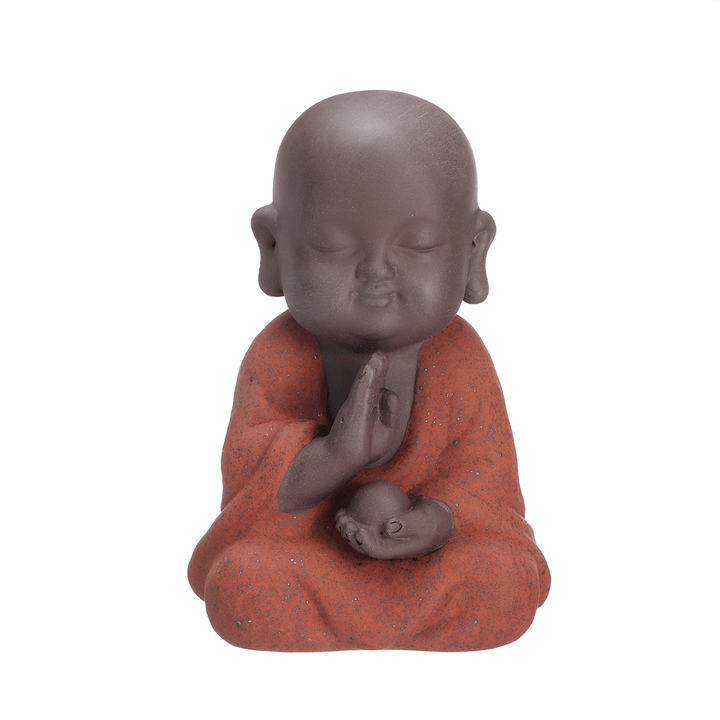 Cute Little Monk Figurine Statues Tea Pet Home Tea Tray Decorations Ornament Ceramic Collectible Home Tabletop Display - MRSLM