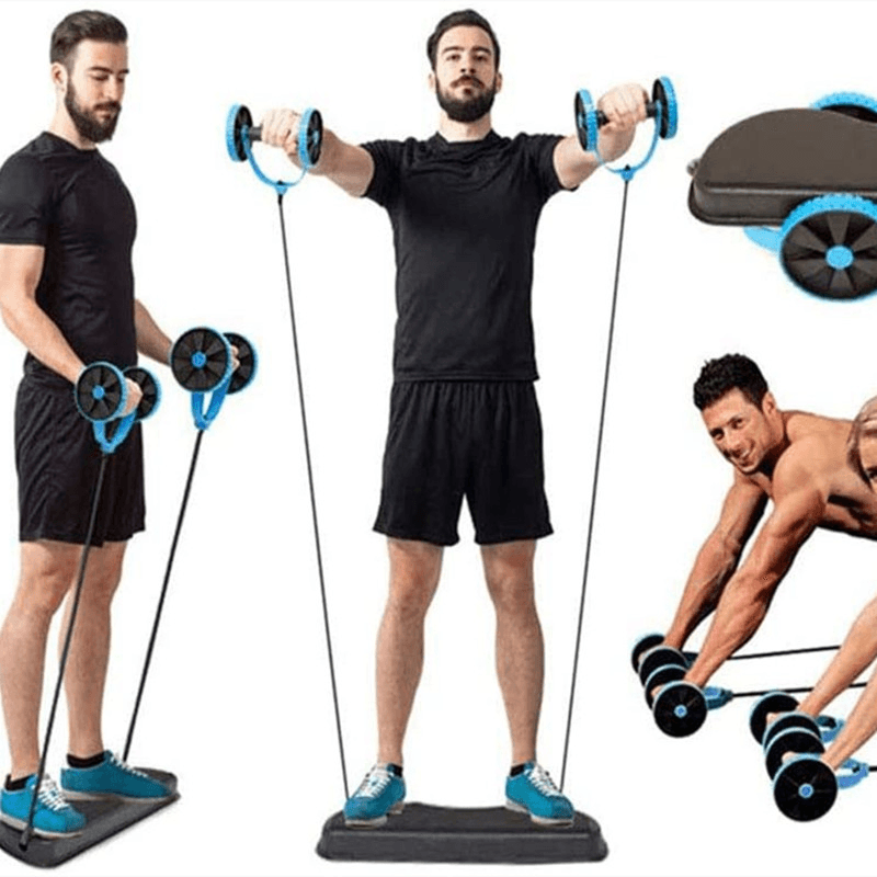 Multifunctional Home Abdominal Wheel Roller W/ Resistance Bands Muscle Training Workout Tools - MRSLM