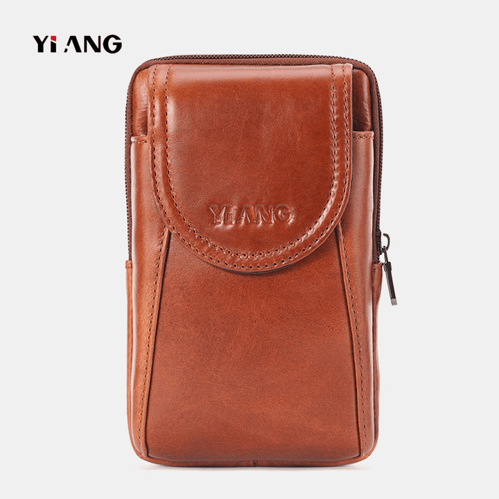 Men Genuine Leather Vintage Waist Bag Belt Bag Phone Bag - MRSLM