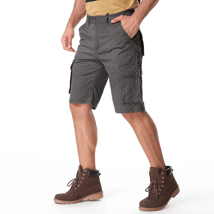 Men Casual Cotton Big Pockets Loose Cargo Military Shorts - MRSLM