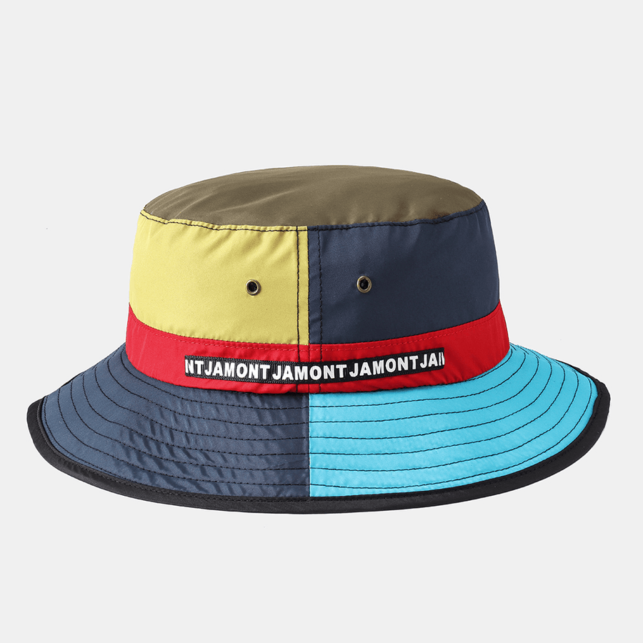 Collrown Multicolor Stitching Fisherman Hat Waterproof Breathable Cap Bucket Hat - MRSLM