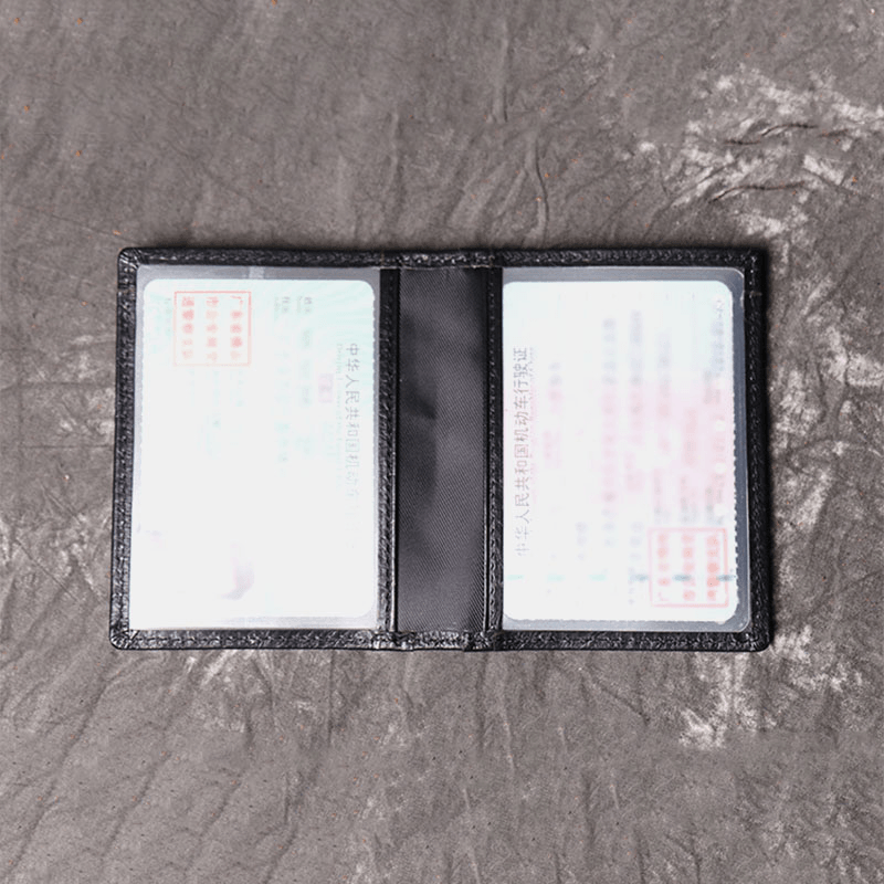 Men Genuine Leather Cowhide Multi-Slot Card Case License Pocket Card Holder Wallet - MRSLM