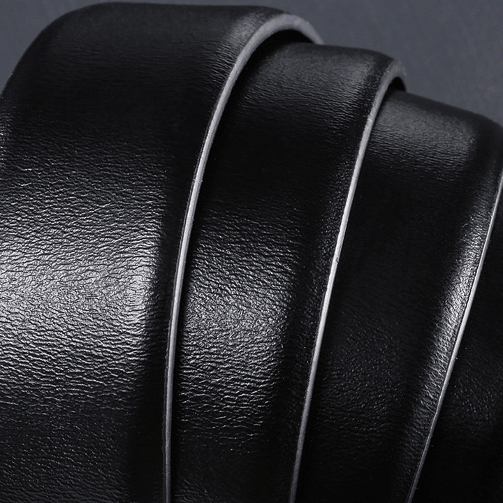 Men Genuine Leather Lvory Pattern 125CM Ratchet Dress Belt Automatic Buckle Business Jeans Suits Cowhide Belt - MRSLM