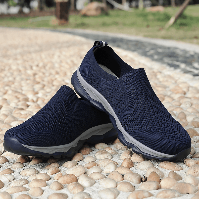 Men Breathable Fabric Comfy Sole Non Slip Casual Walking Loafers Shoes - MRSLM