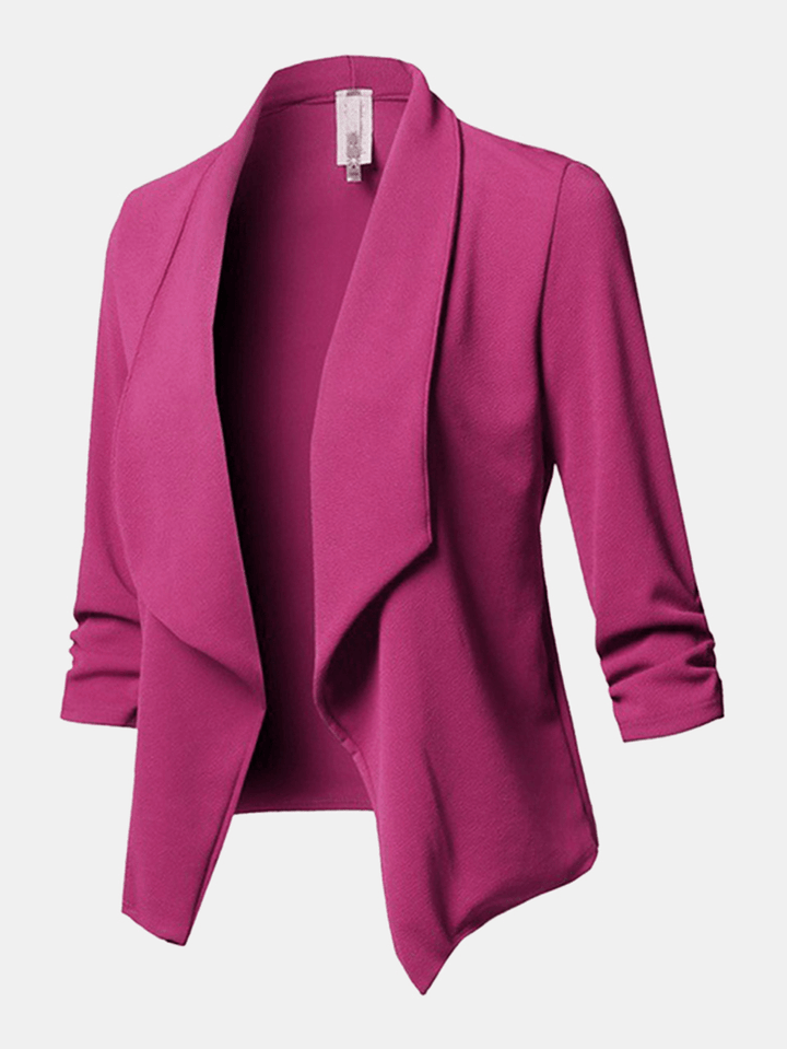 Women Solid Color Shawl Collar Elegant Blazers - MRSLM